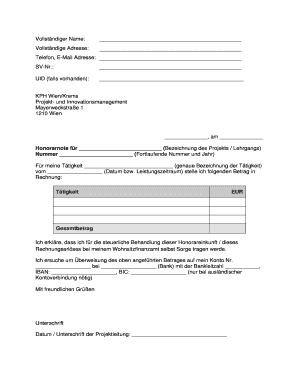 Honorarnote Vorlage