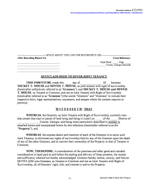 Quitclaim Deed to Sever Joint Tenancy