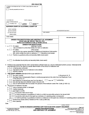 California Order for Restitution and Abstract of Judgment