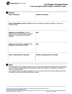 Queensland School Sport Project Consent Form