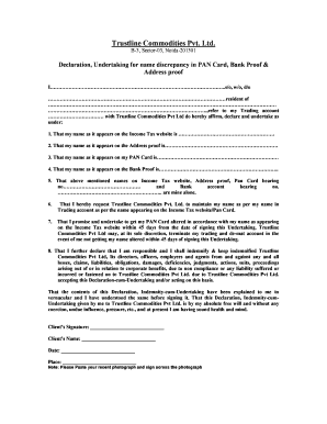 PAN Card Name Discrepancy Declaration