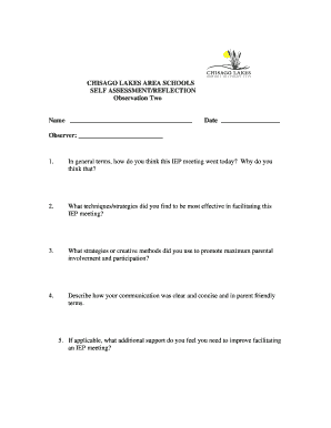 IEP Meeting Self Assessment Form