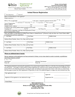 Animal Rescue Registration Form