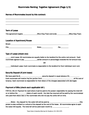 Roommate Renting Together Agreement