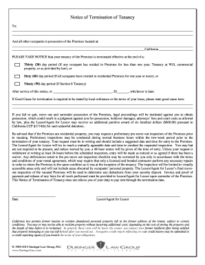 Notice of Termination of Tenancy