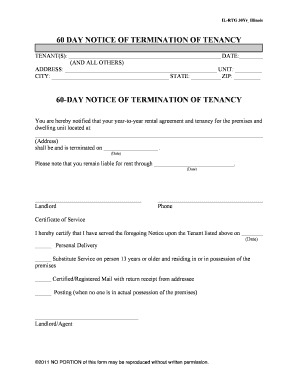 60-Day Notice of Termination of Tenancy