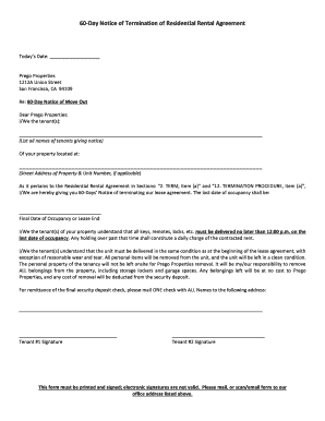 60-Day Notice of Termination of Residential Rental Agreement