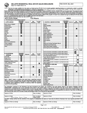 Indiana Seller's Residential Real Estate Sales Disclosure