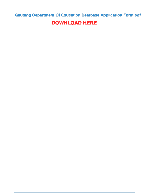 Gauteng Department of Education Database Application Form