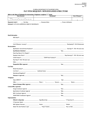 Florida Pay Item Request Form