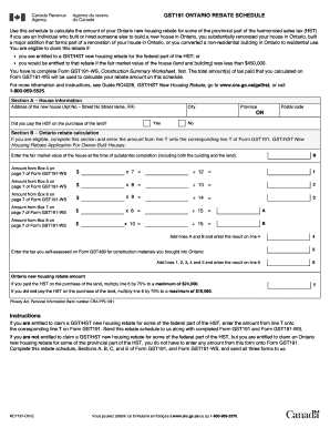 Ontario New Housing Rebate Schedule