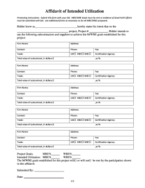 Affidavit of Intended Utilization