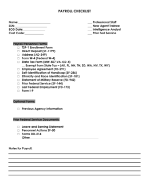 Personal financial statement example - PAYROLL CHECKLIST - fbigov