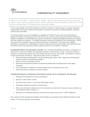 UCSD Healthcare Confidentiality Agreement