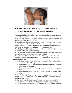 Breastfeeding Plan for Premature Babies