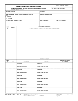 DA Form 4137 Evidence Custody Document