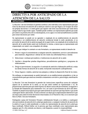 Formulario 3-1S de Directiva por Anticipado de la Atención de la Salud
