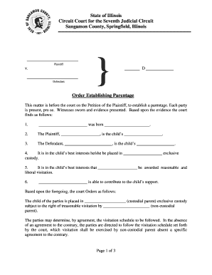 Order Establishing Parentage