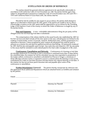 California Stipulation for Order of Reference