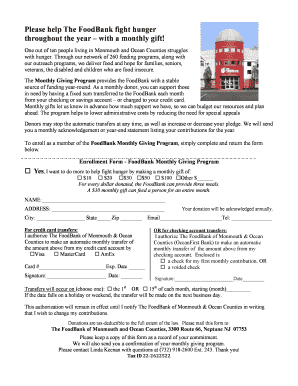 FoodBank Monthly Giving Program Enrollment Form