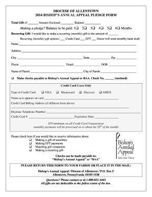 Bishop's Annual Appeal Pledge Form