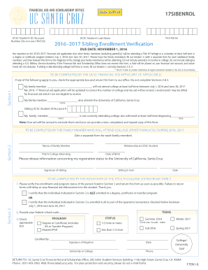 UC Santa Cruz Sibling Enrollment Verification