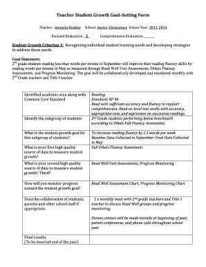 Teacher Student Growth Goal-Setting Form