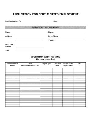 Application for Certificated Employment