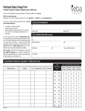 VEBA Plan Participant Status Change Form
