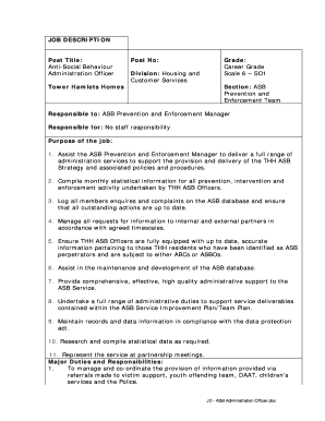 JOB DESCRIPTION Post No Grade Division Section ASB