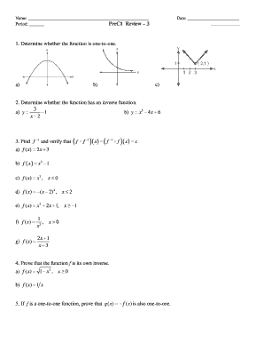 Math Function Review Worksheet