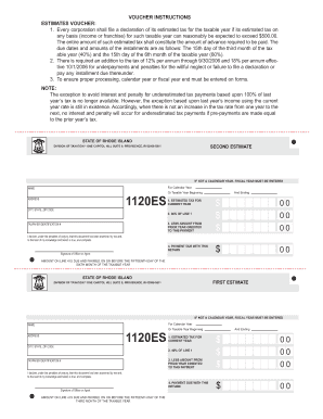 Rhode Island Estimated Tax Vouchers