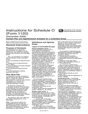 Instructions for Schedule O (Form 1120)
