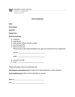 Notice of Resignation