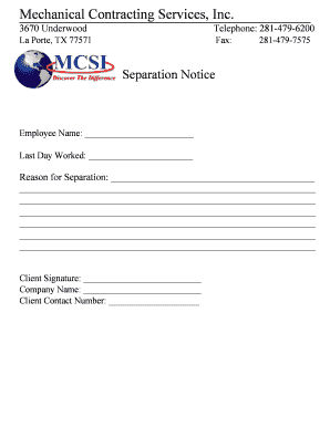 Employee Separation Notice