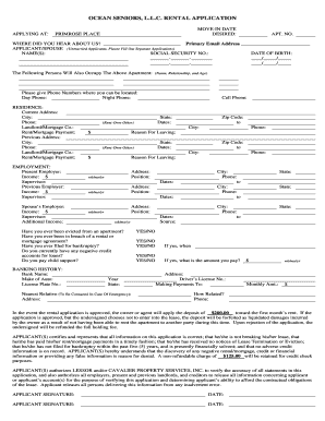 Ocean Seniors Rental Application