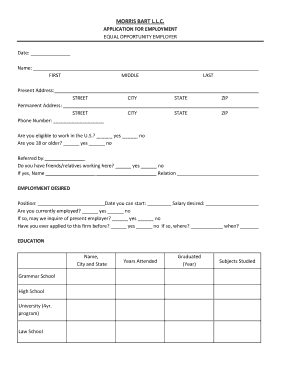 Morris Bart Employment Application