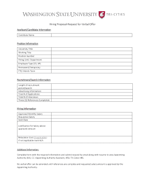 Hiring Proposal Request for Verbal Offer