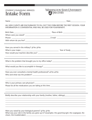 Student Counseling Intake Form