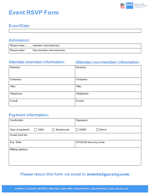 German American Chamber of Commerce Event RSVP Form