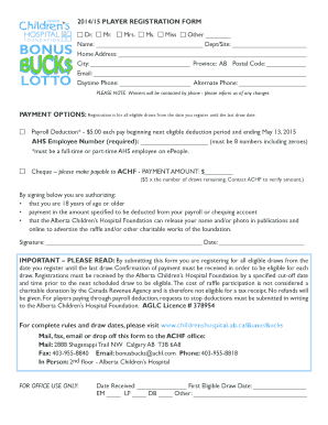 2014/15 Player Registration Form