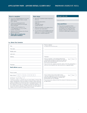 Investment Application Form