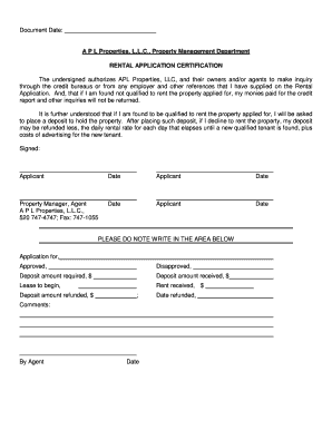 Rental Application Certification