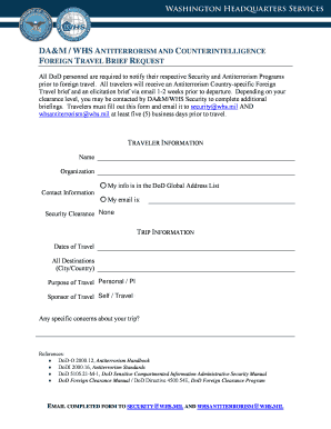 DoD Foreign Travel Brief Request