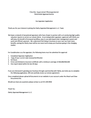 Fee Appraiser Application Form