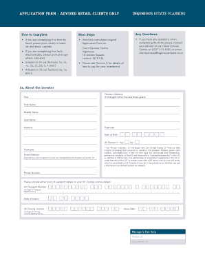 UK Estate Planning Application Form