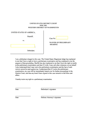 Waiver of Preliminary Hearing