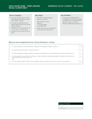 Joint Advised Retail Client Application Form