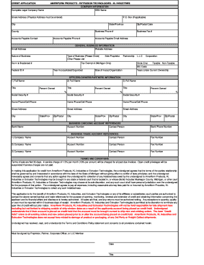 Credit Application for Ameriform Products