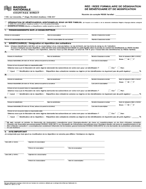 REE / REEE FORMULAIRE DE DÉSIGNATION DE BÉNÉFICIAIRE